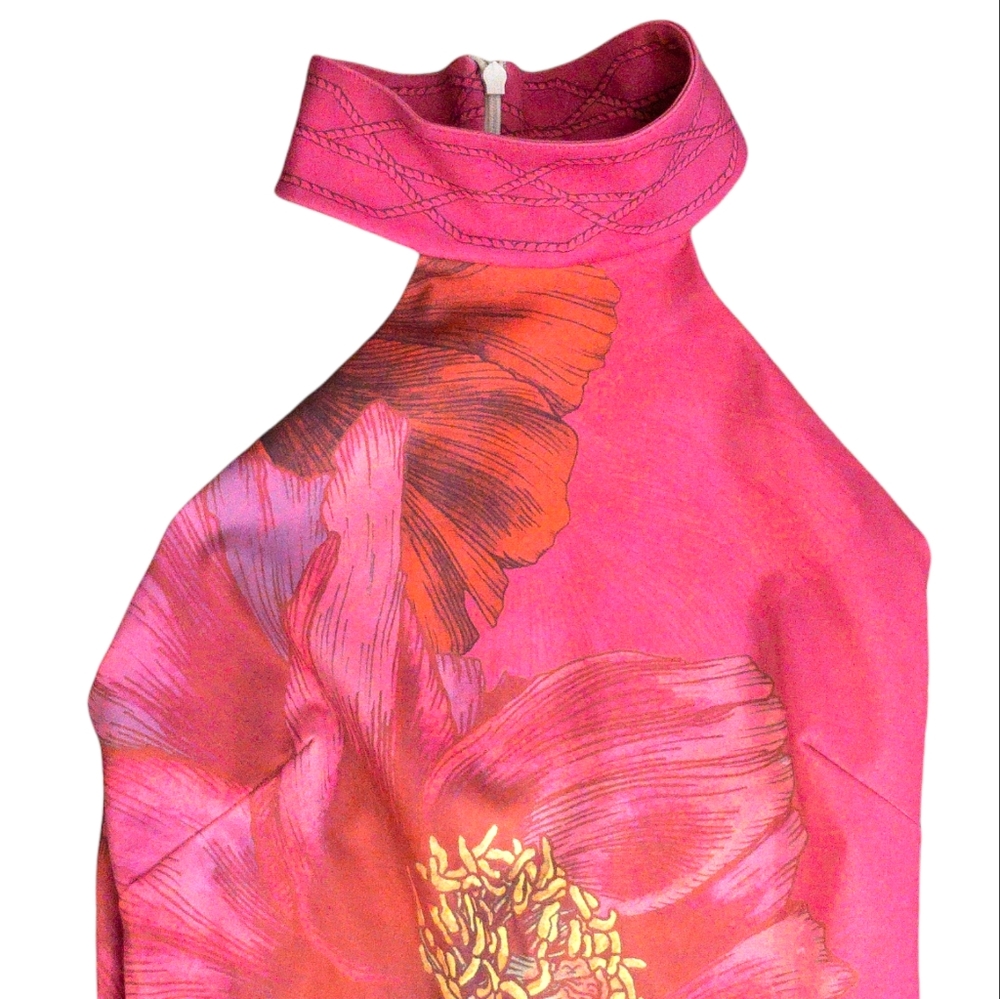 Lanca Perfume pink floral print halter style zip up mini dress - Picture 4 of 5